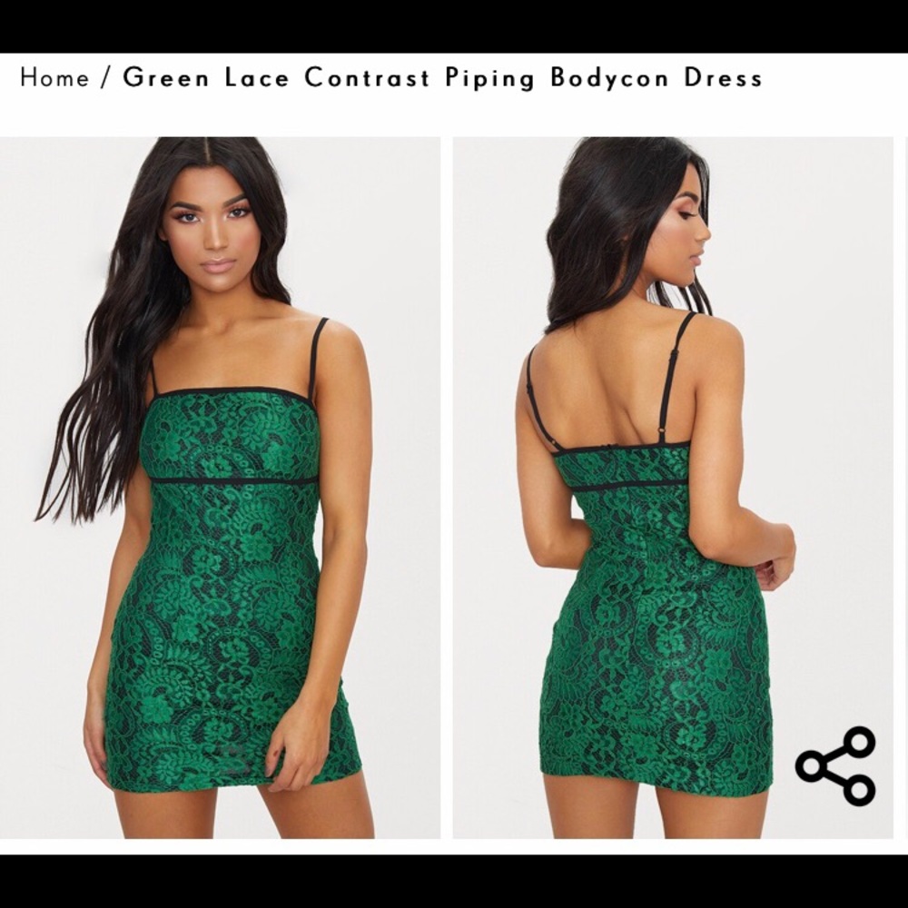 PrettyLittleThing green lace dress